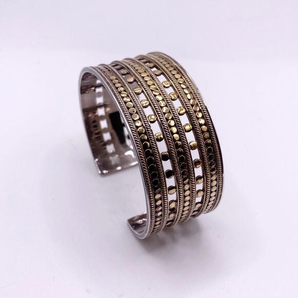 Anna Beck Sterling Silver Open Cuff with Gold Vermeil Dots - Picture 4 of 6